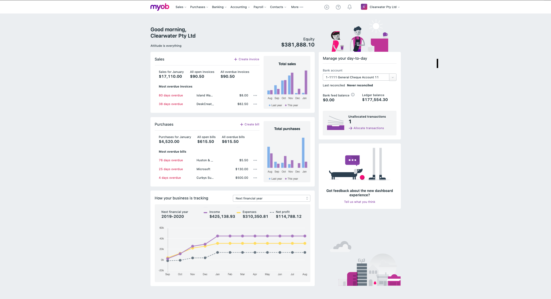 screenshot of MYOB Business
